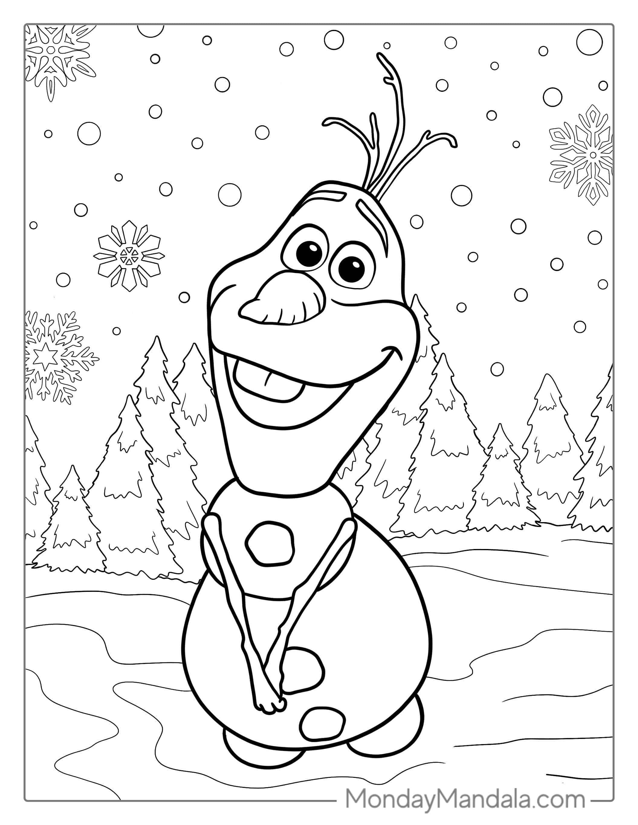 Adorable Olaf Coloring Page coloring page — printable line art