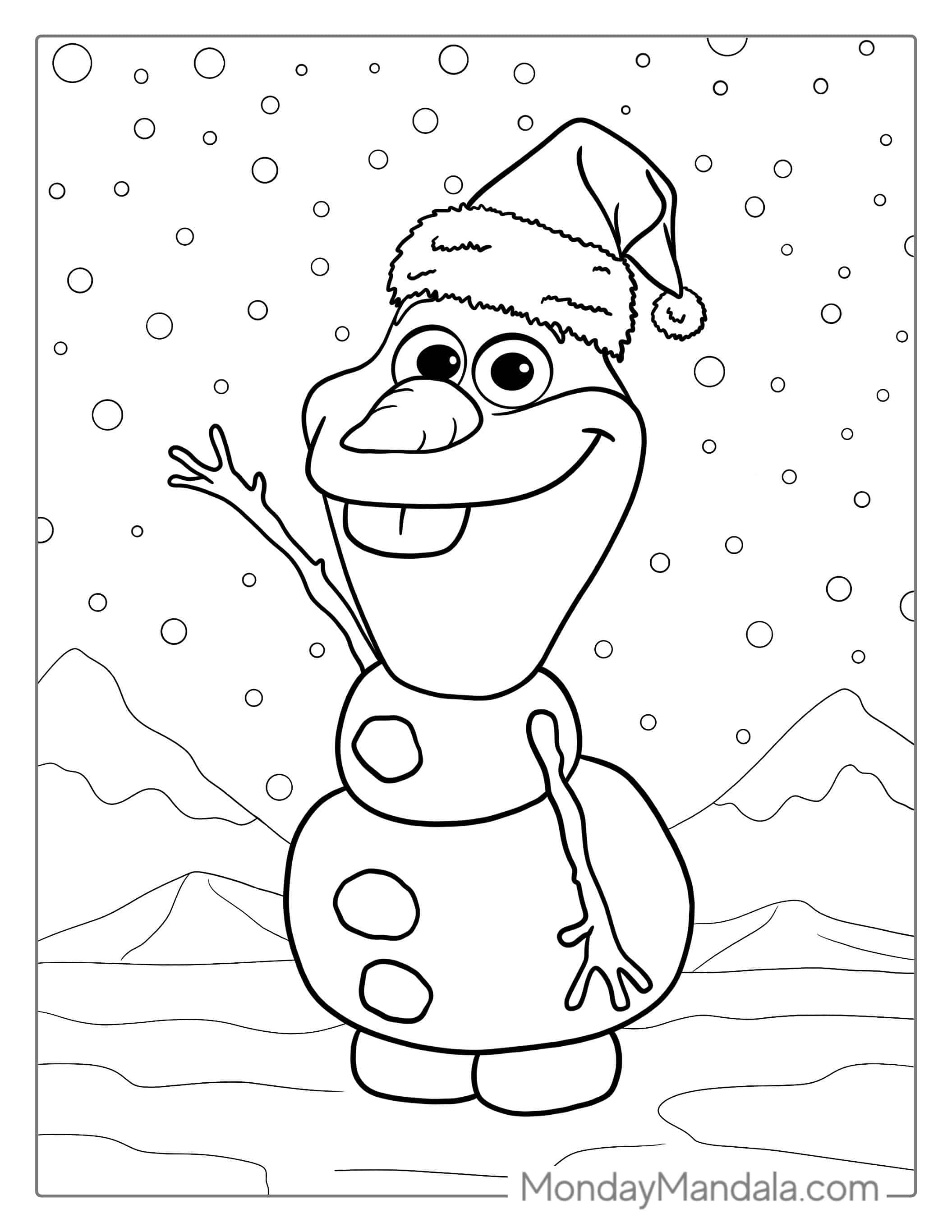 Christmas Themed Olaf Coloring Page coloring page