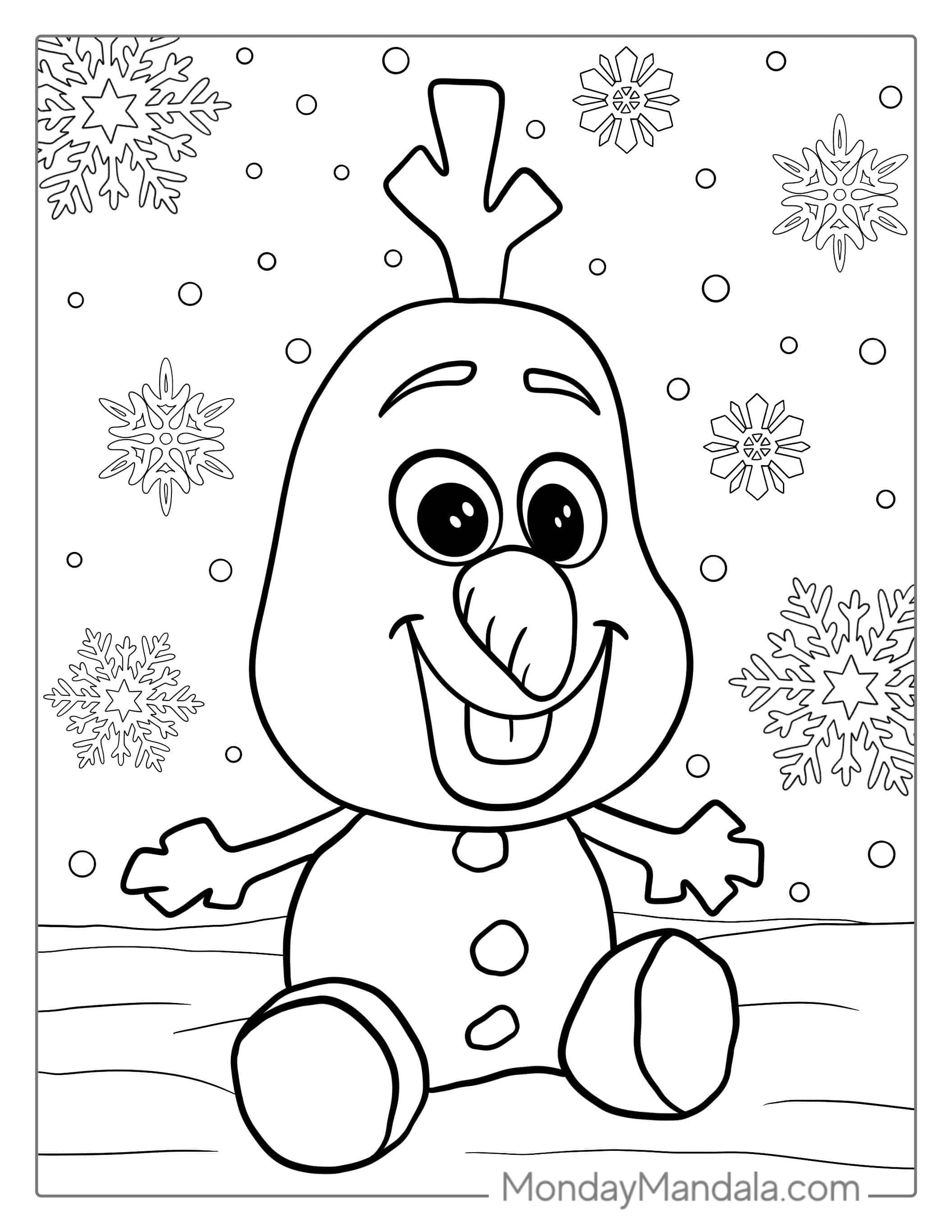 Cute Baby Olaf To Color For Preschoolers coloring page