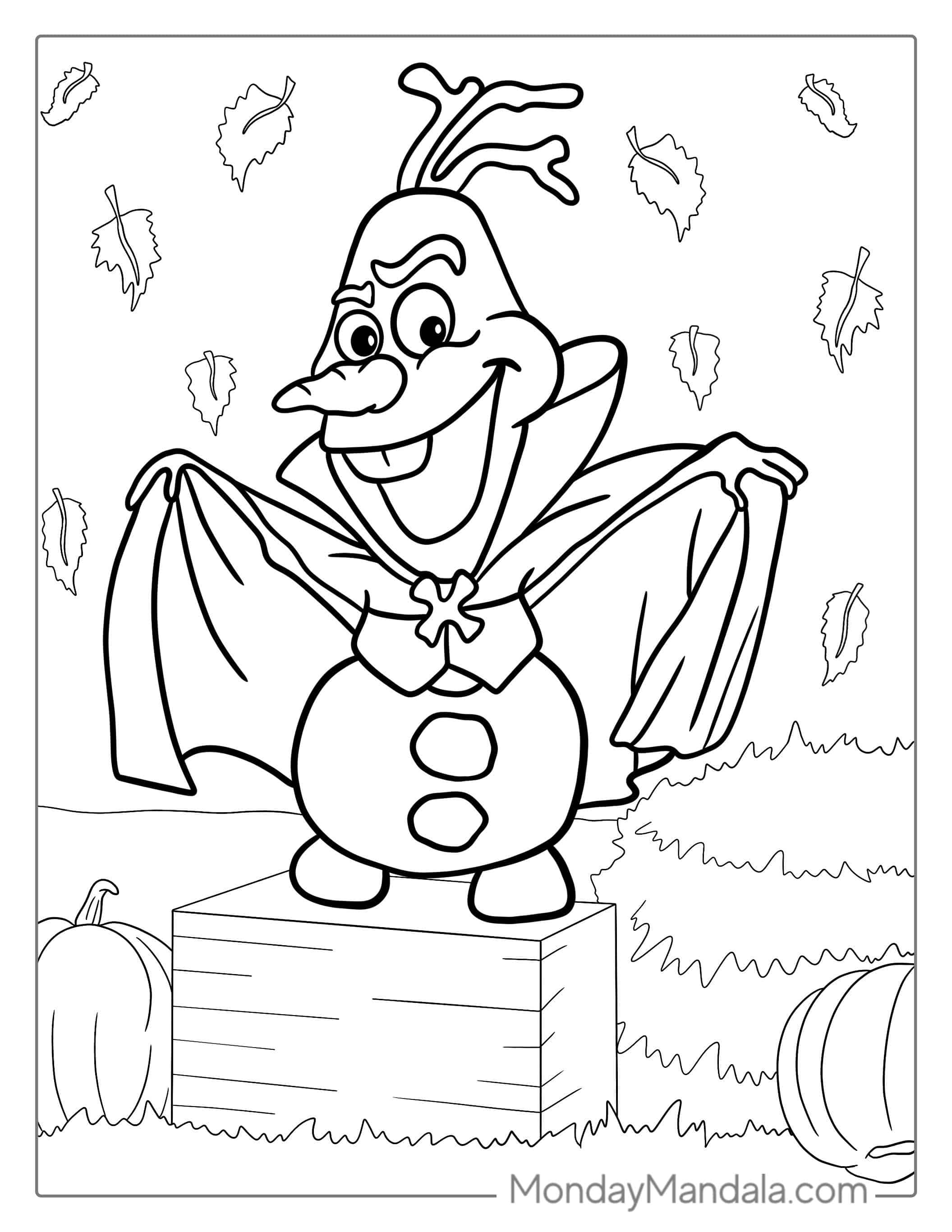 Halloween Themed Olaf Coloring Sheet coloring page