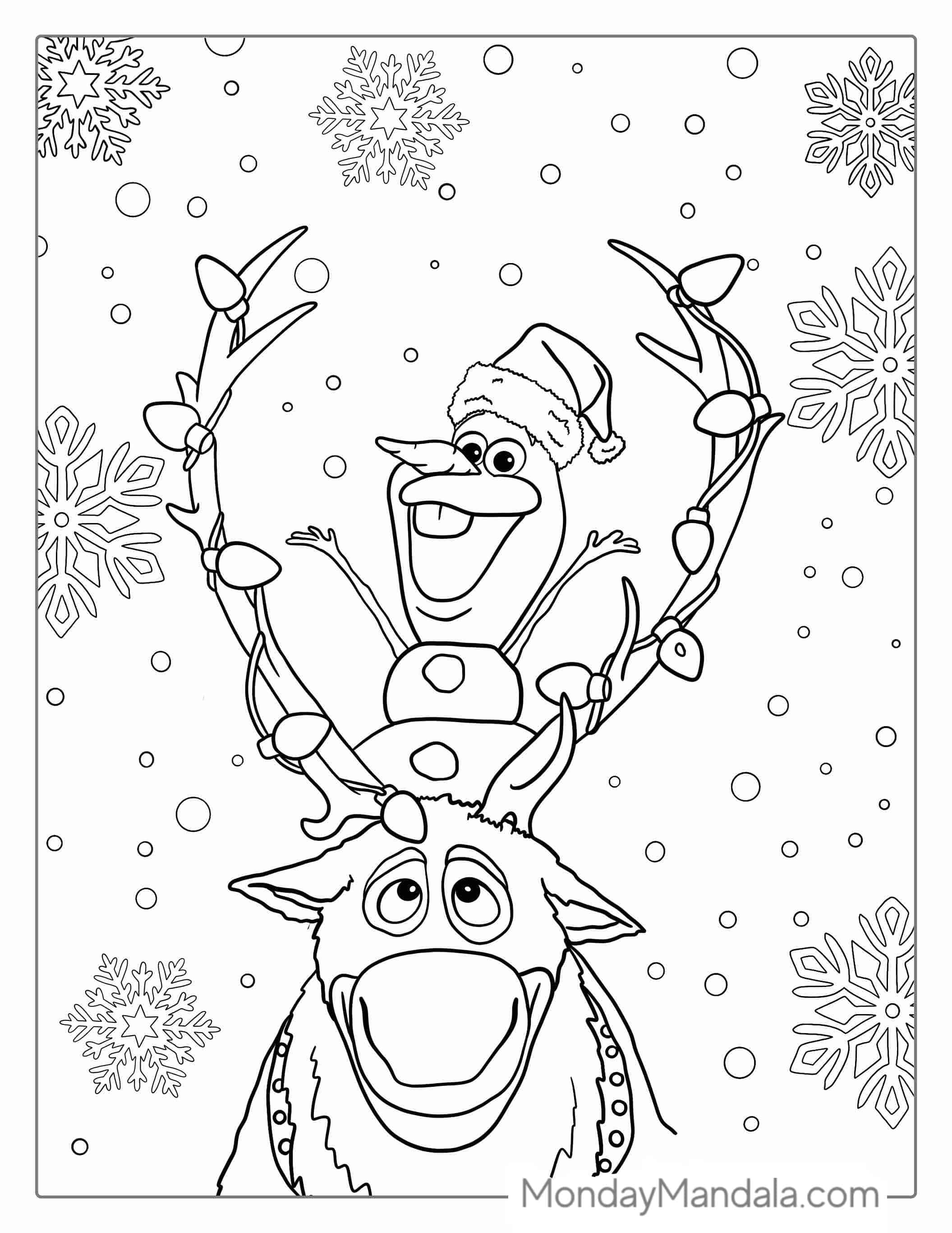 Olaf And Sven Christmas Coloring Sheet coloring page
