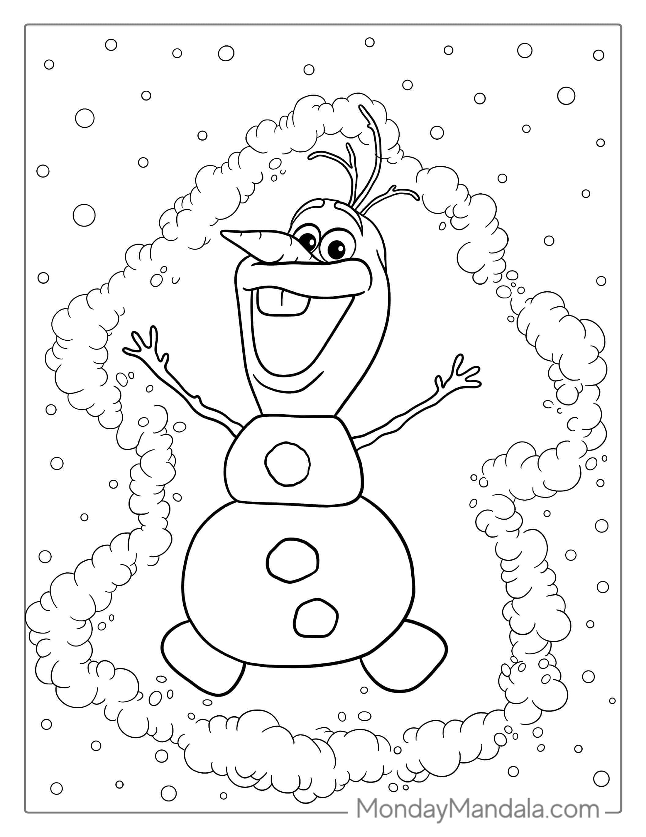 Olaf Making A Snow Angel To Color coloring page