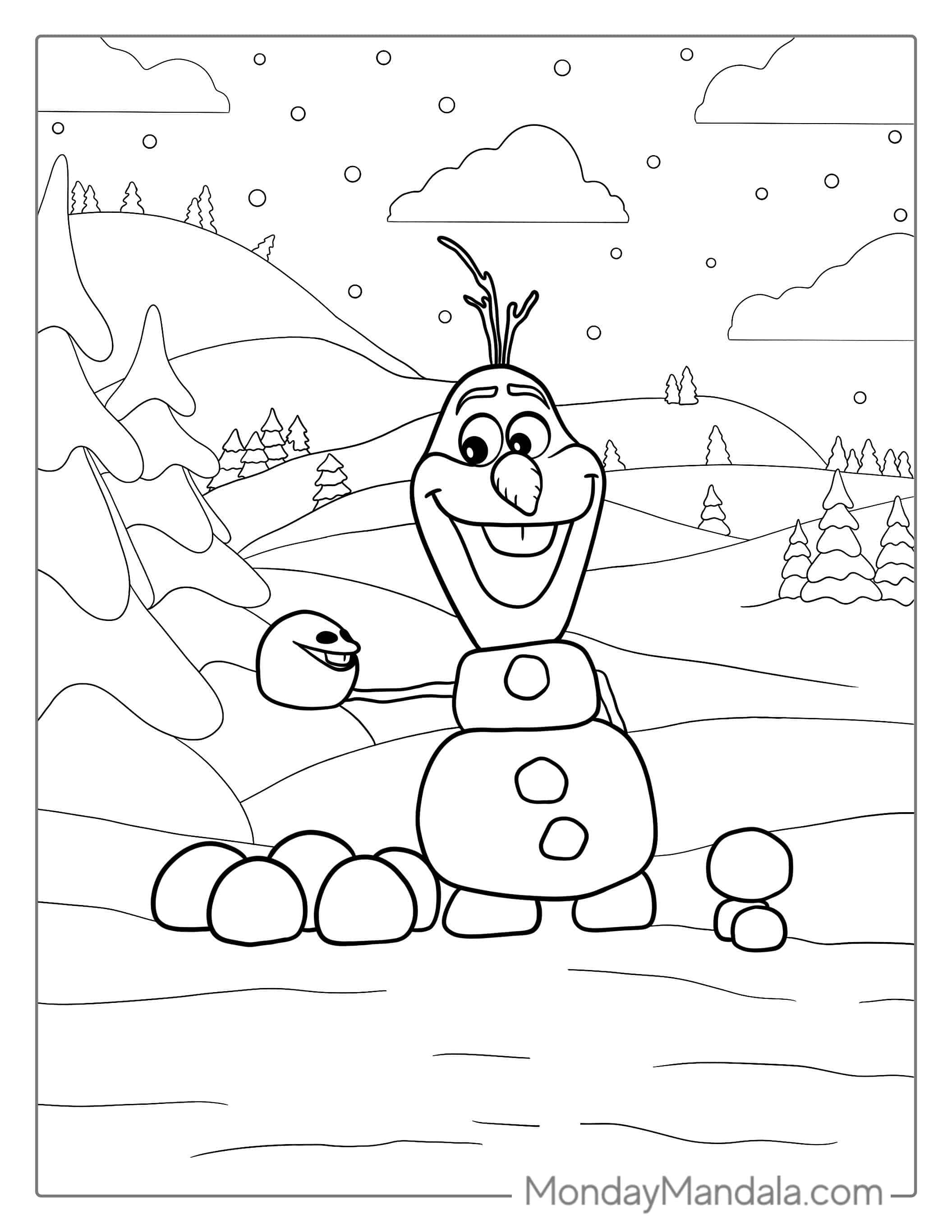 Olaf With Snowgies To Color coloring page