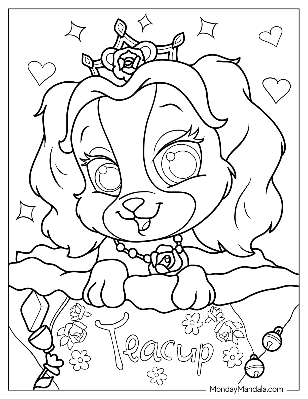 Palace Pets Coloring Page Of Detailed Teacup With Crown coloring page