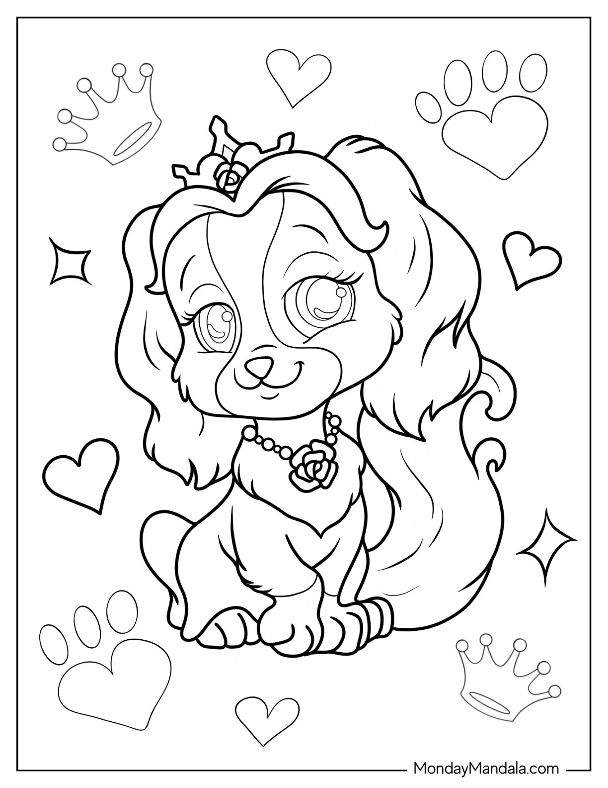 Palace Pets Coloring Page Of Detailed Teacup With Hearts For Kids coloring page — printable line art