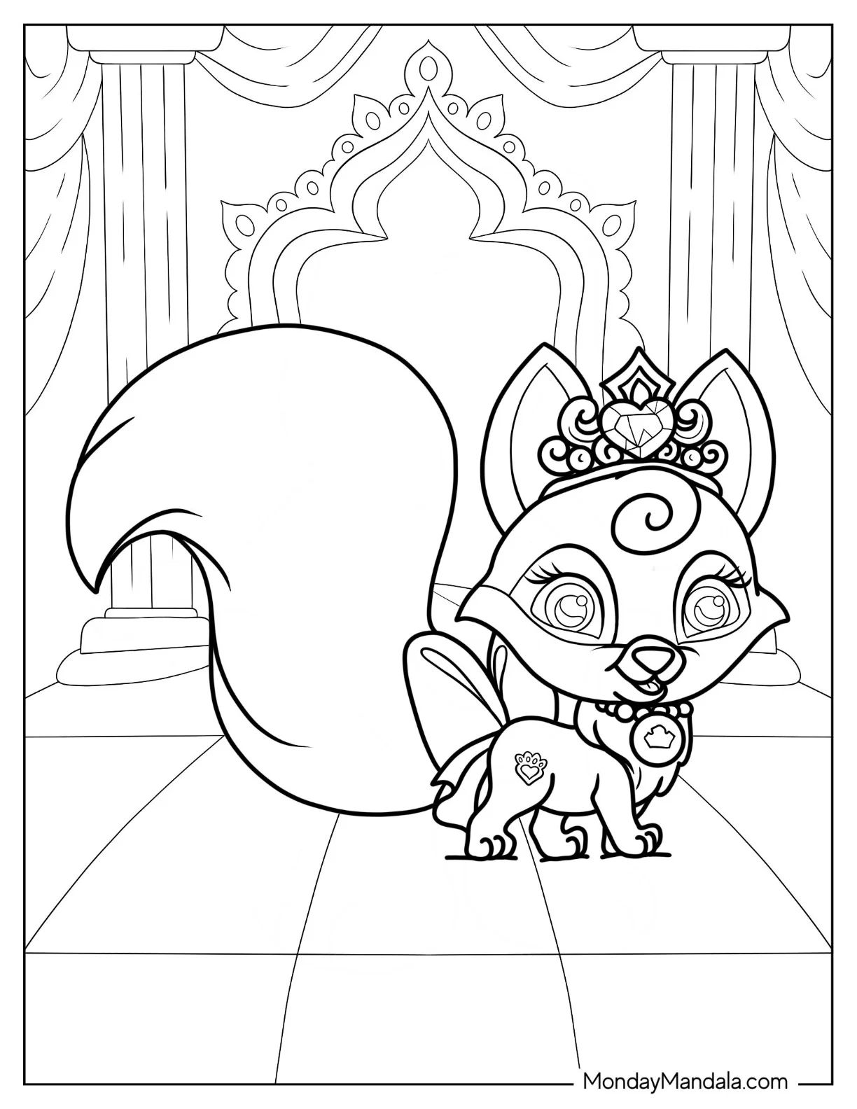 Palace Pets Coloring Page Of Nuzzles Wearing Crown coloring page