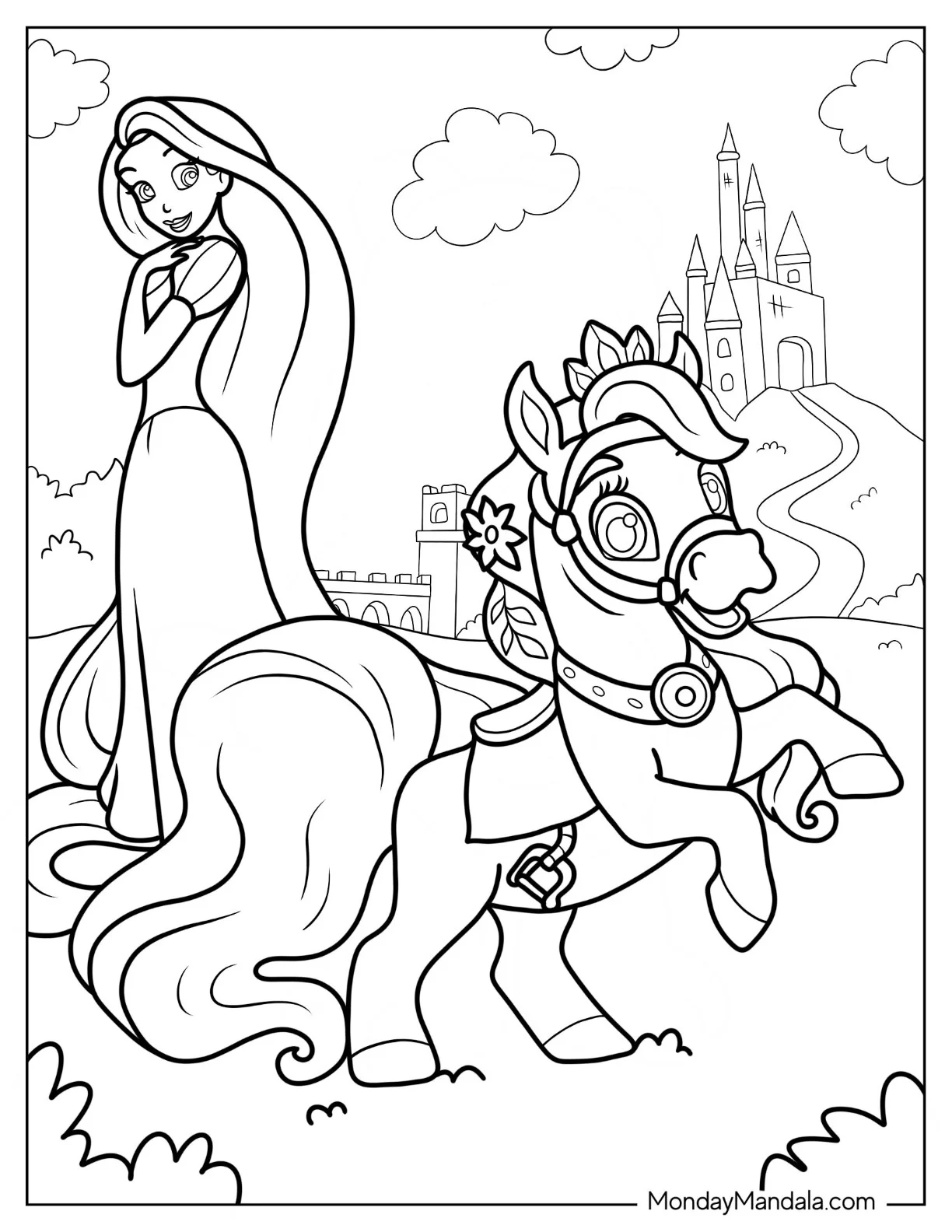 Palace Pets Coloring Page Of Rapunzel With Petite Palace Pets coloring page