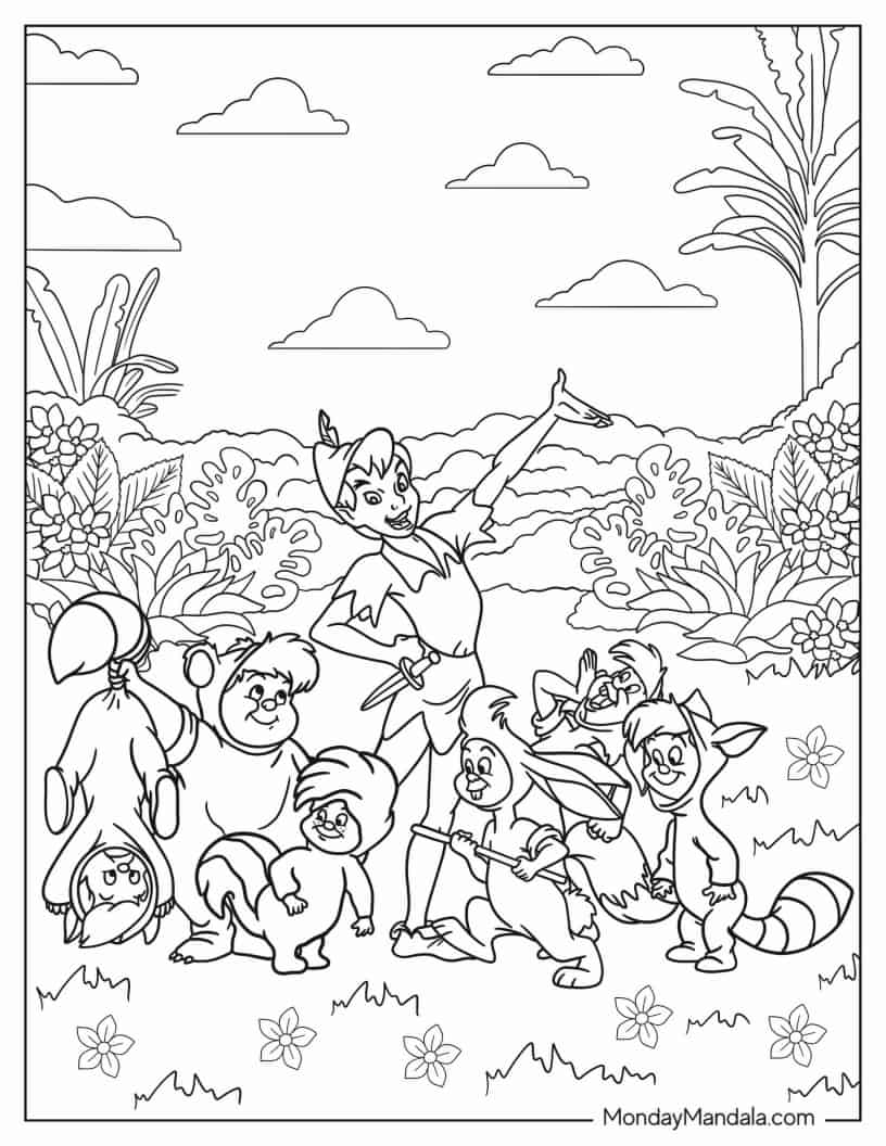 Coloring Page Of Peter Pan And The Lost Boys coloring page