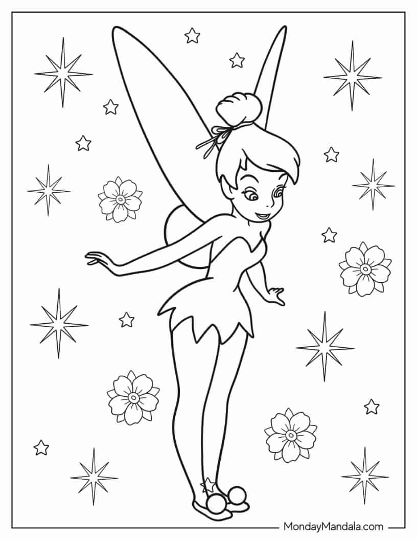 Kawaii Tinker Bell Coloring Sheet For Preschoolers coloring page — printable line art