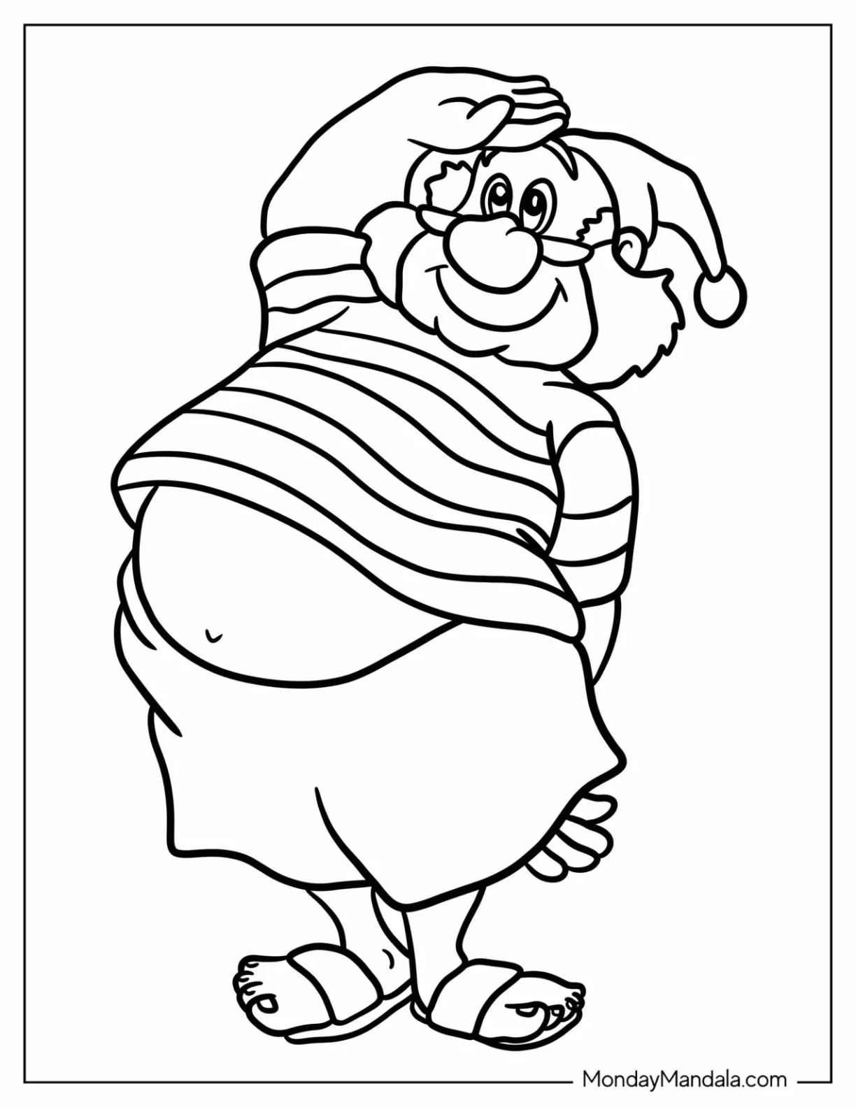 Peter Pan Coloring Page of Captain Hook’s Friendly Pirate Smee in Pajamas for Kids coloring page