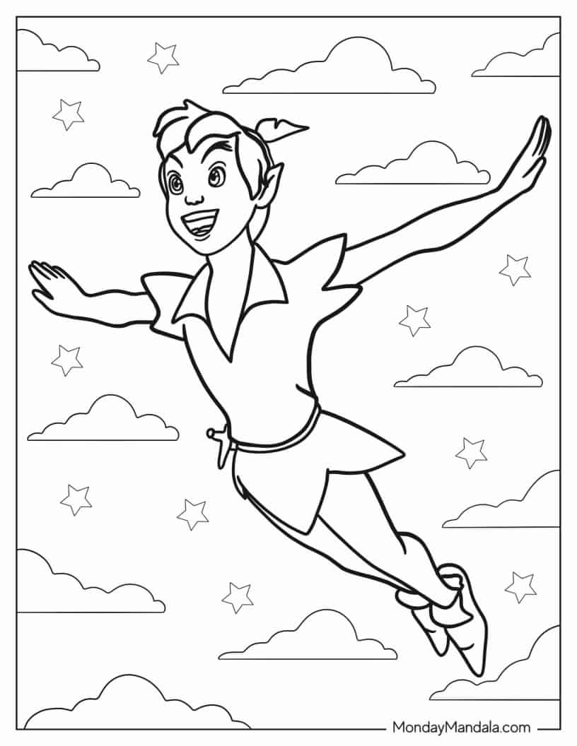 Simple Outline Of Peter Pan Coloring In coloring page
