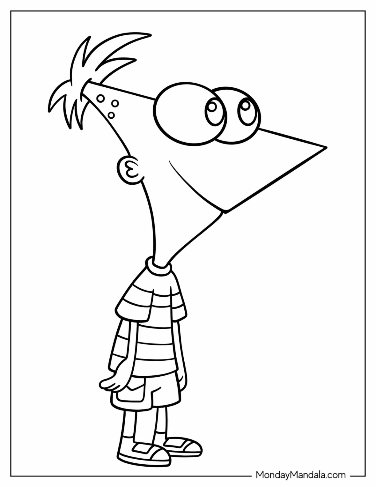 Cute Phineas And Ferb Coloring Page For Preschoolers coloring page — printable line art