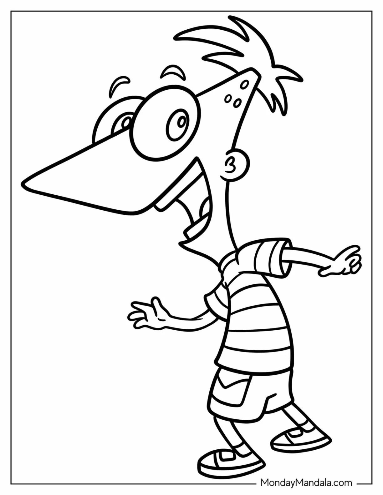 Happy Phineas And Ferb Coloring Page For Kids coloring page