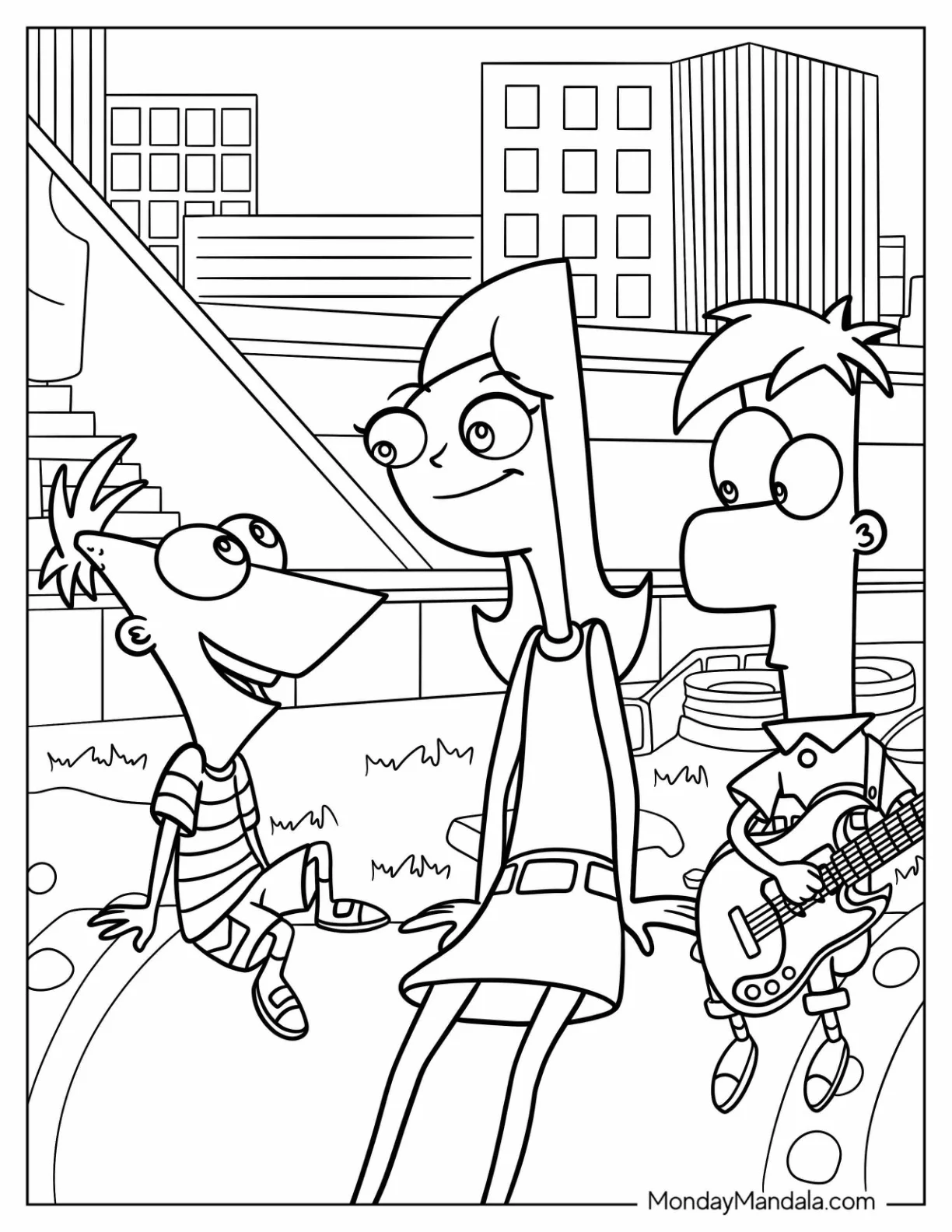 Phineas And Ferb Coloring Page And Candace On A Picnic For Kids coloring page