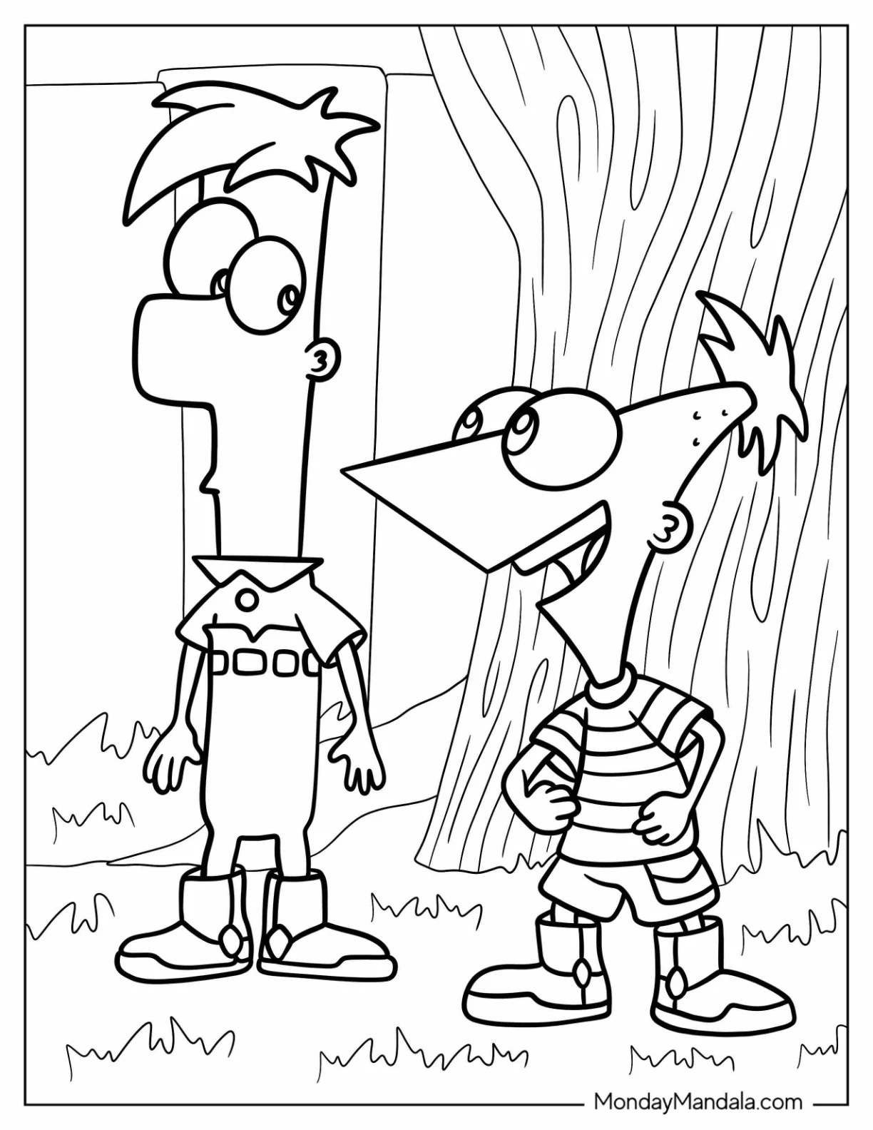 Phineas And Ferb Coloring Page In The Backyard coloring page