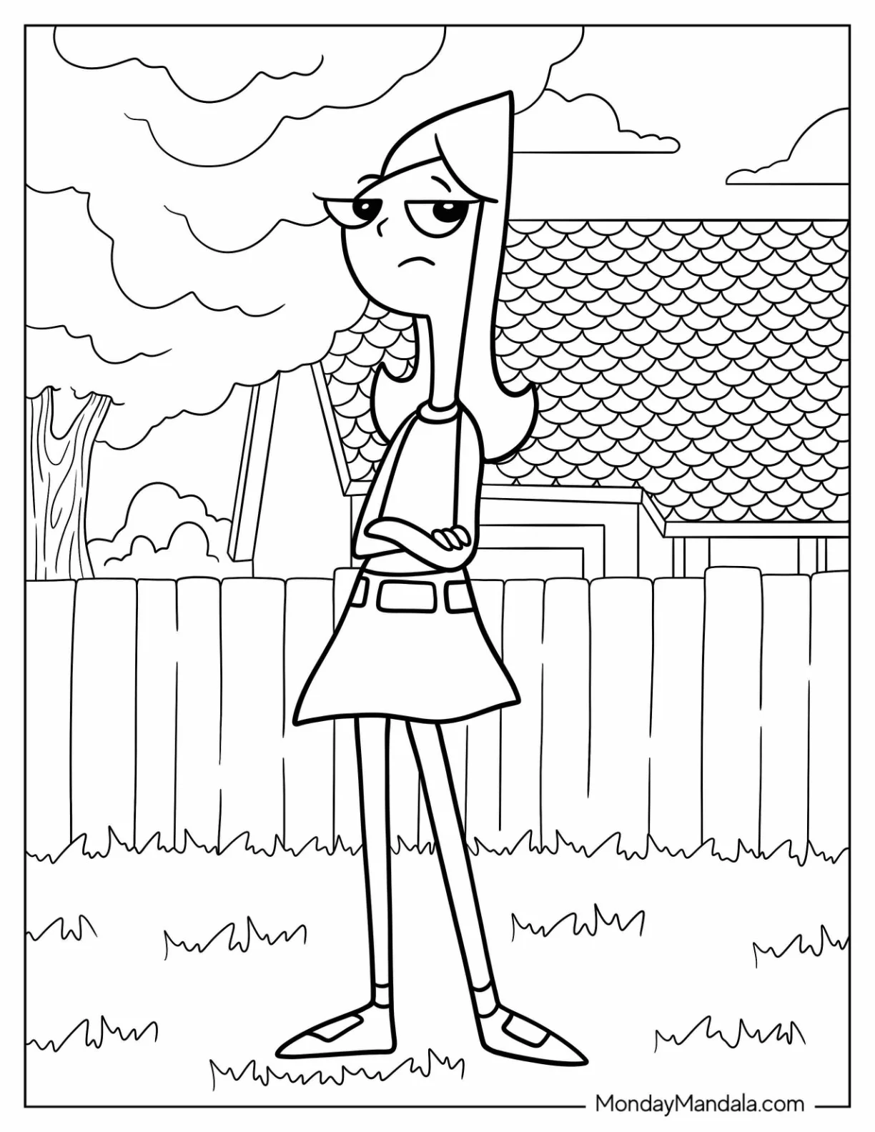 Phineas And Ferb Coloring Page Of Candace Flynn Frowning coloring page
