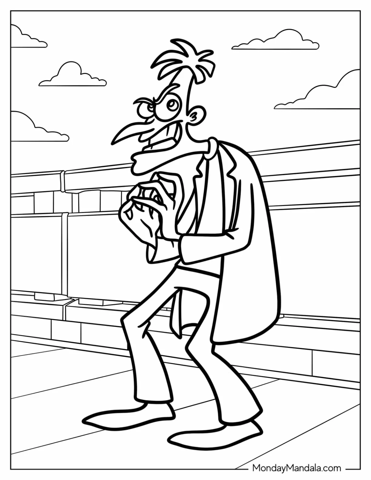 Phineas And Ferb Coloring Page Of Dr. Heinz Doofenshmirtz coloring page — printable line art