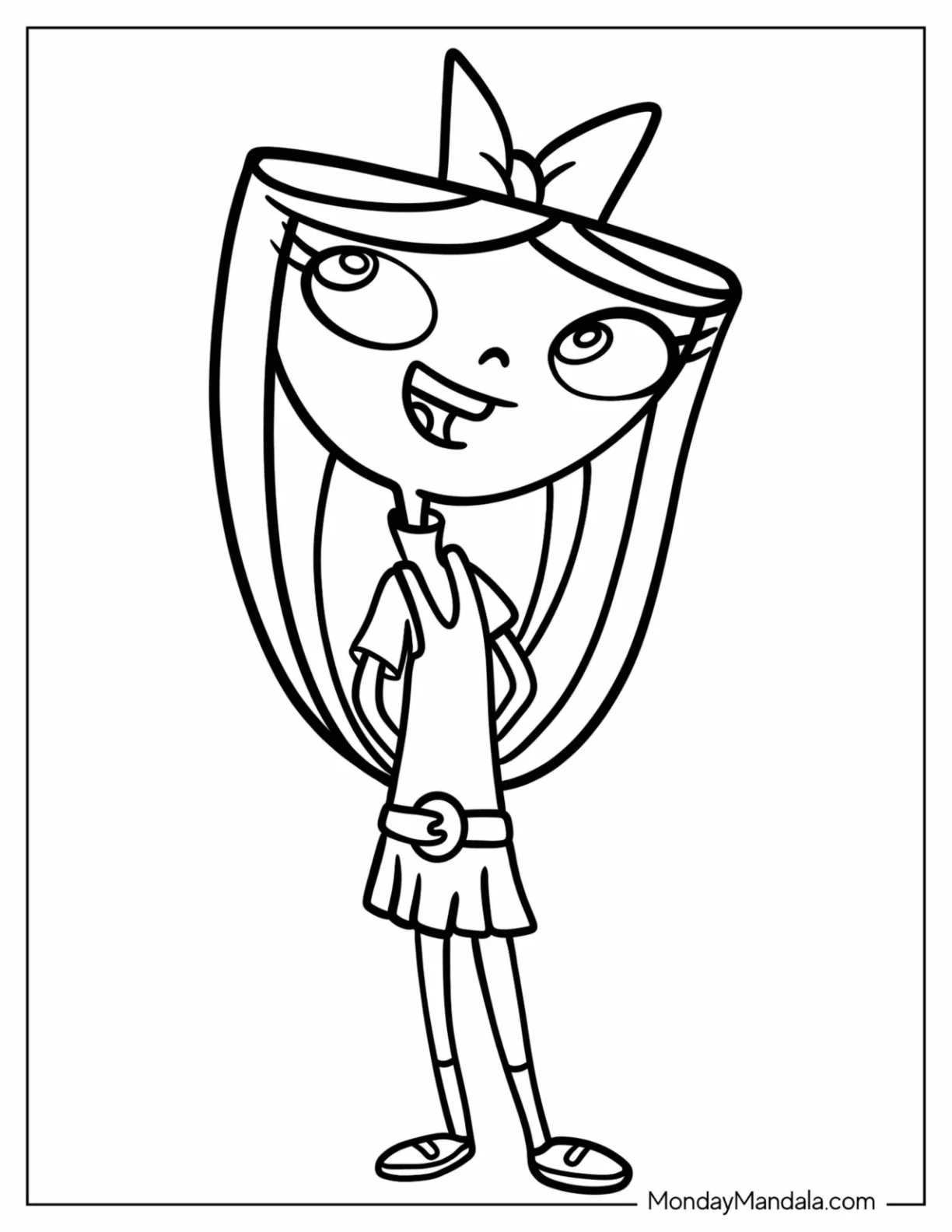Phineas And Ferb Coloring Page Of Easy Isabella For Kids coloring page — printable line art