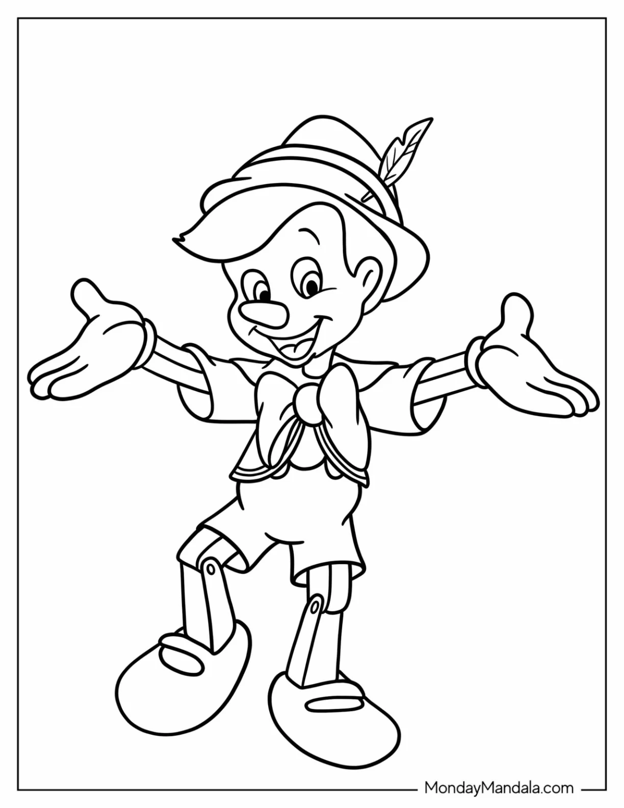 Cute Puppet Pinocchio Coloring Page Dancing For Kids coloring page