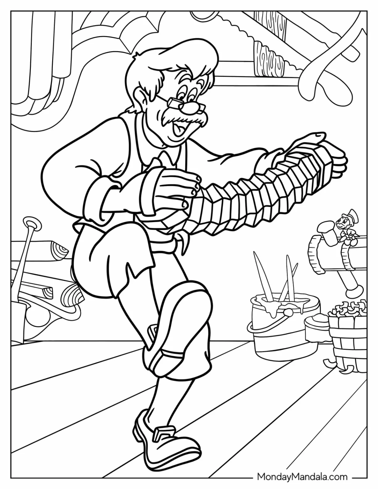 Pinocchio Coloring Page Of Playing The Accordion coloring page
