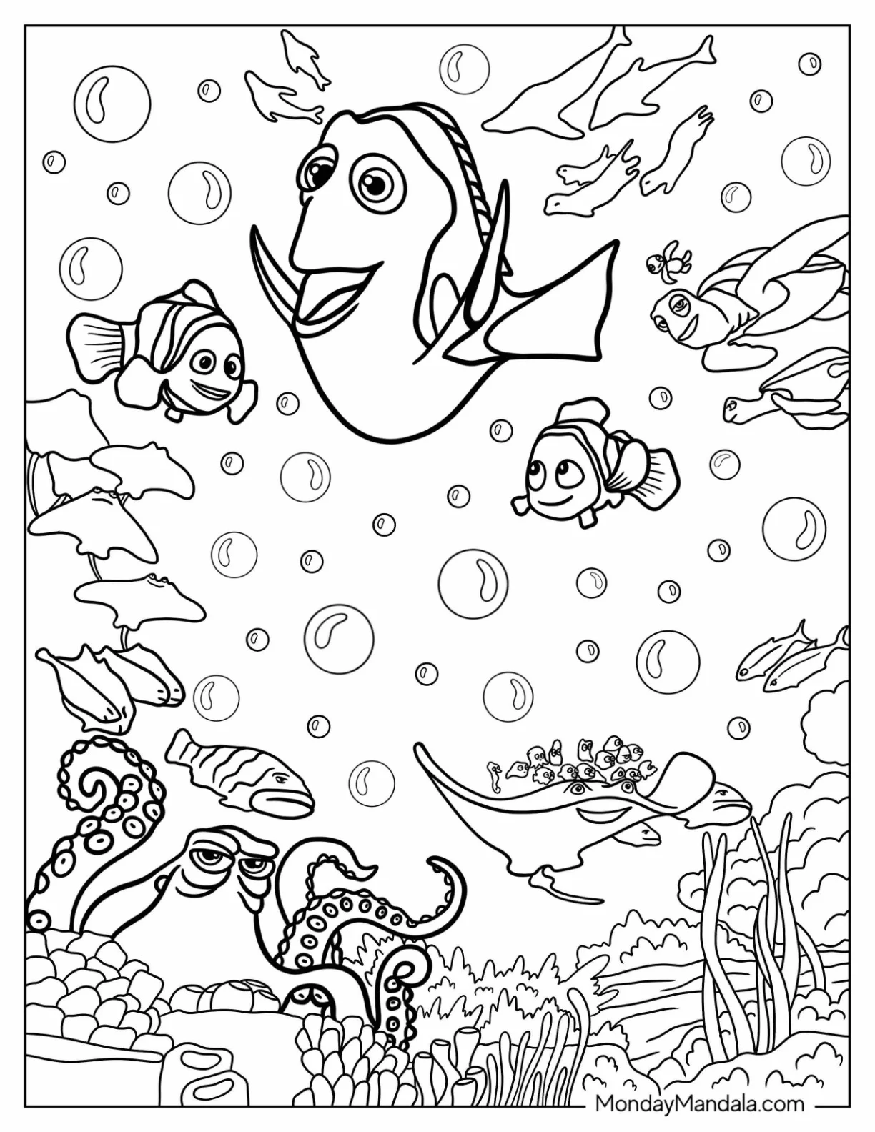 Pixar Coloring Page of Finding Dory Poster coloring page