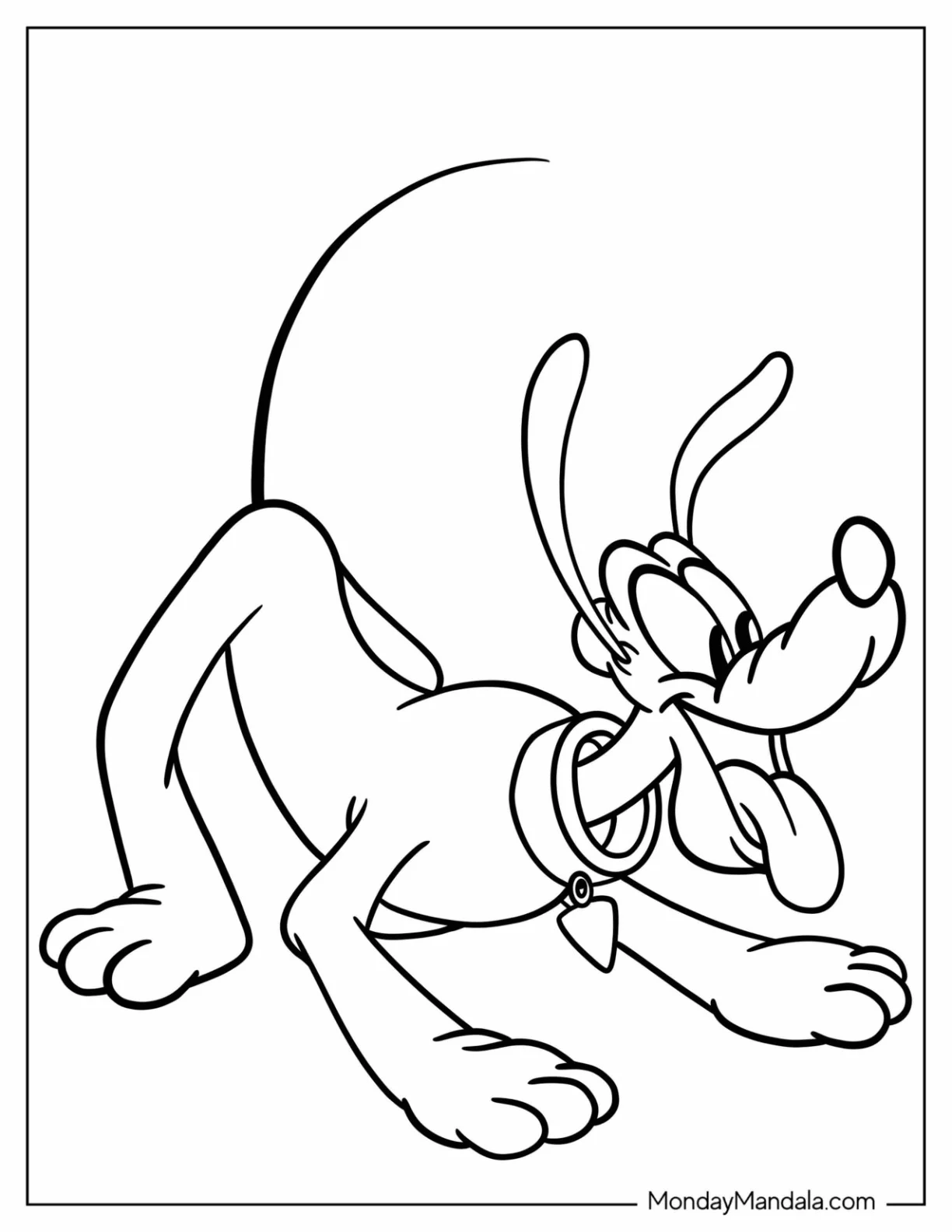 Pluto Coloring Page In Play Bow Pose For Kids coloring page