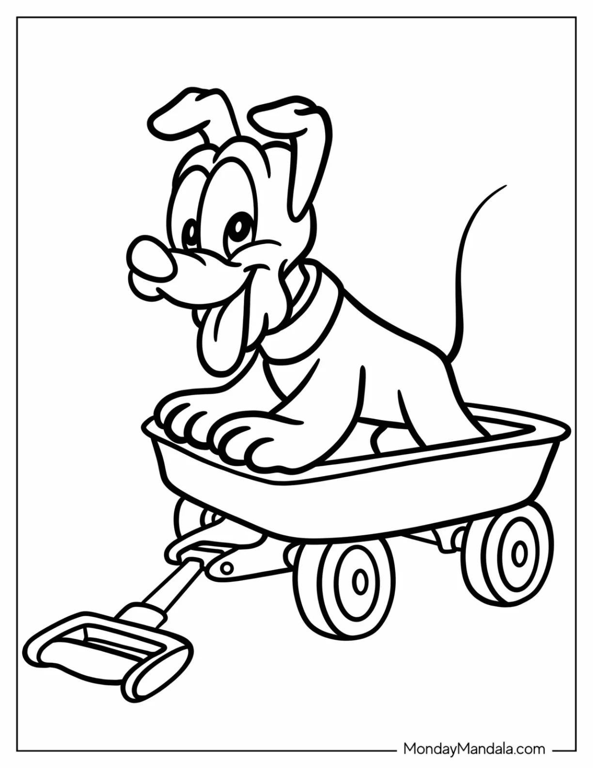 Simple Pluto Coloring Page In Wheelbarrow For Preschoolers coloring page