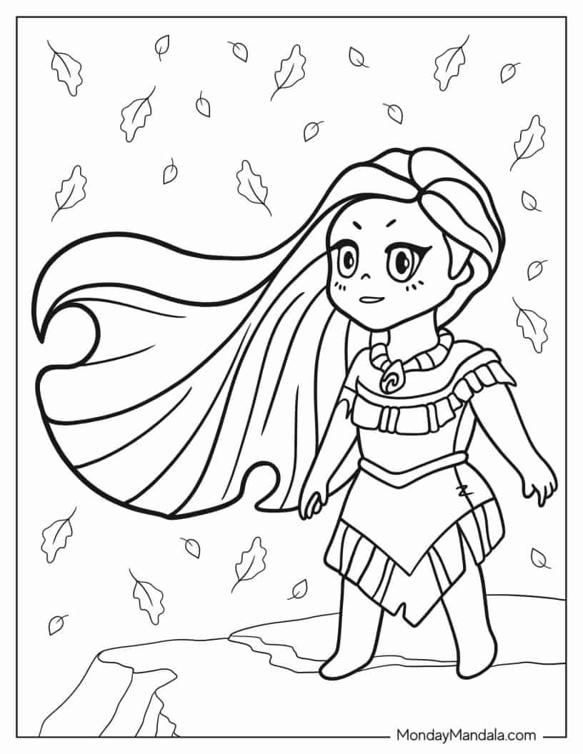 Chibi Pocahontas Coloring Page For Kids coloring page