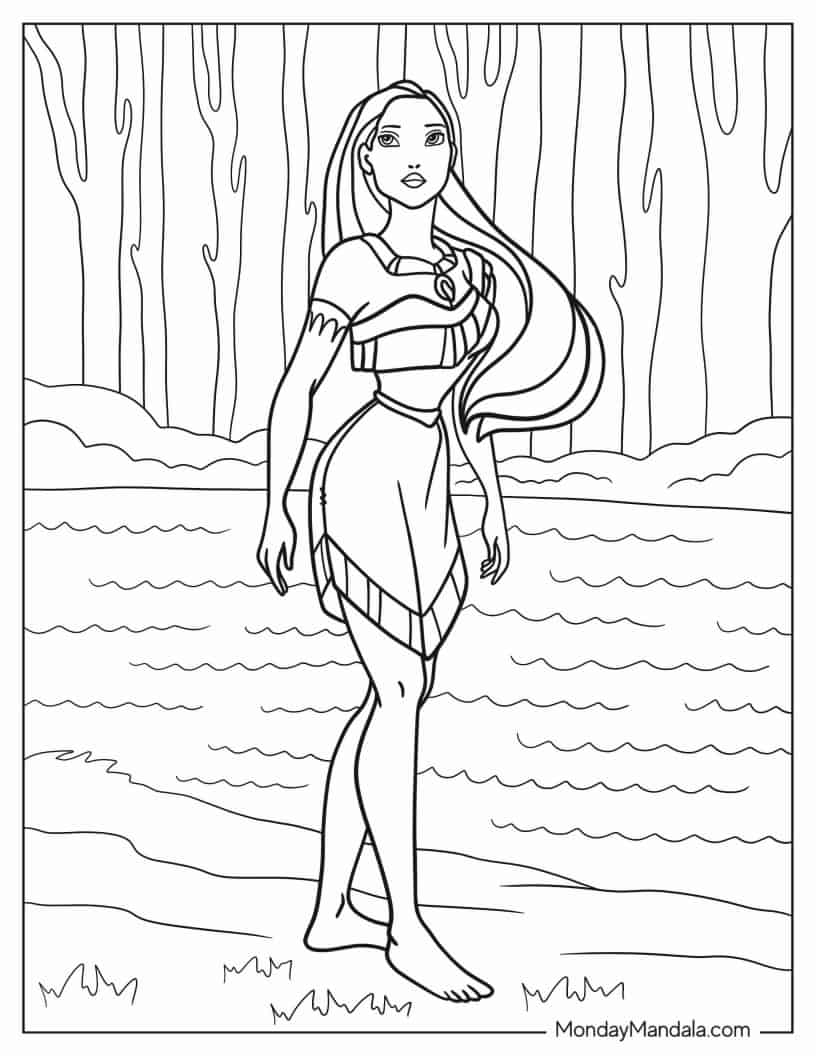 Detailed Coloring Page Pocahontas coloring page