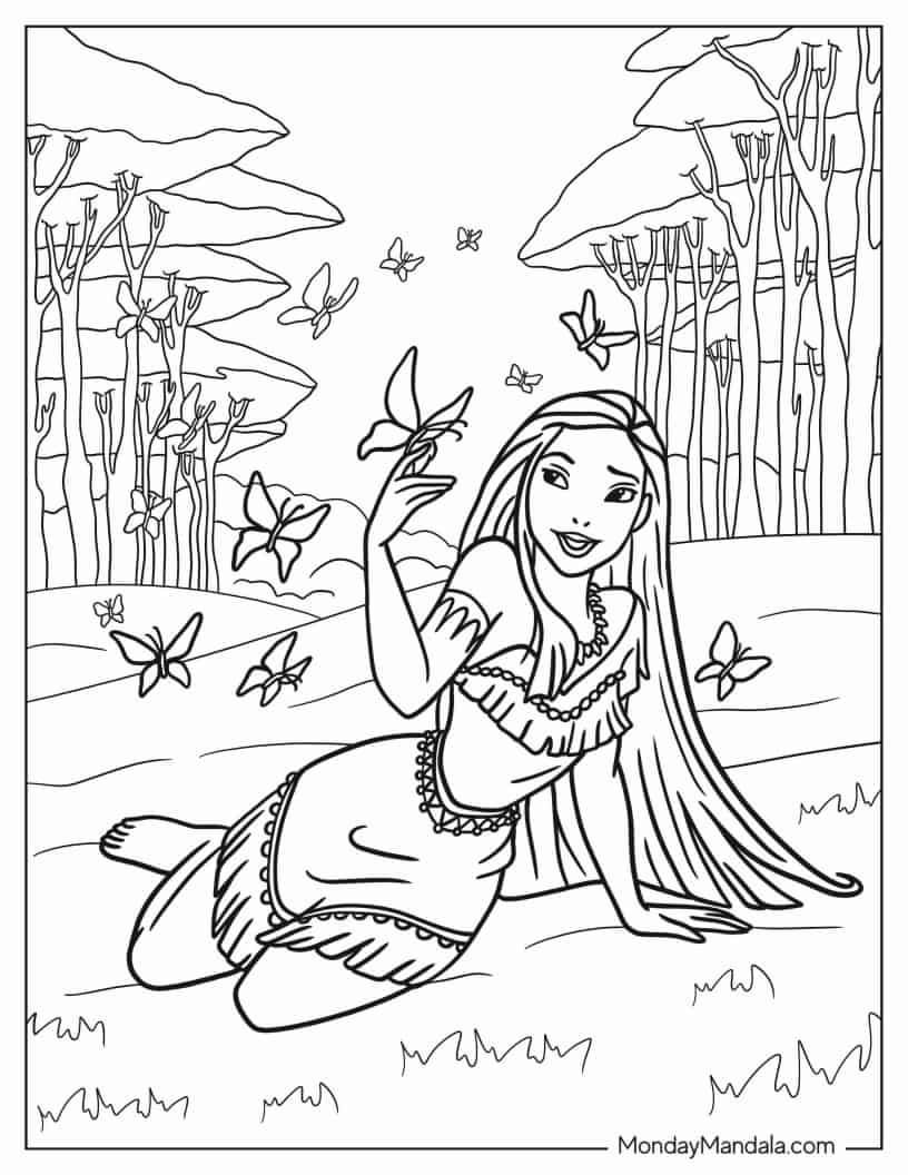 Pocahontas On The Field coloring page