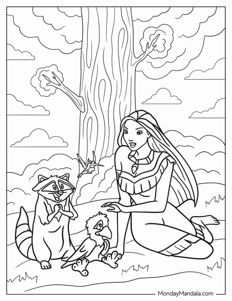 Simple Coloring Page Of Pocahontas coloring page