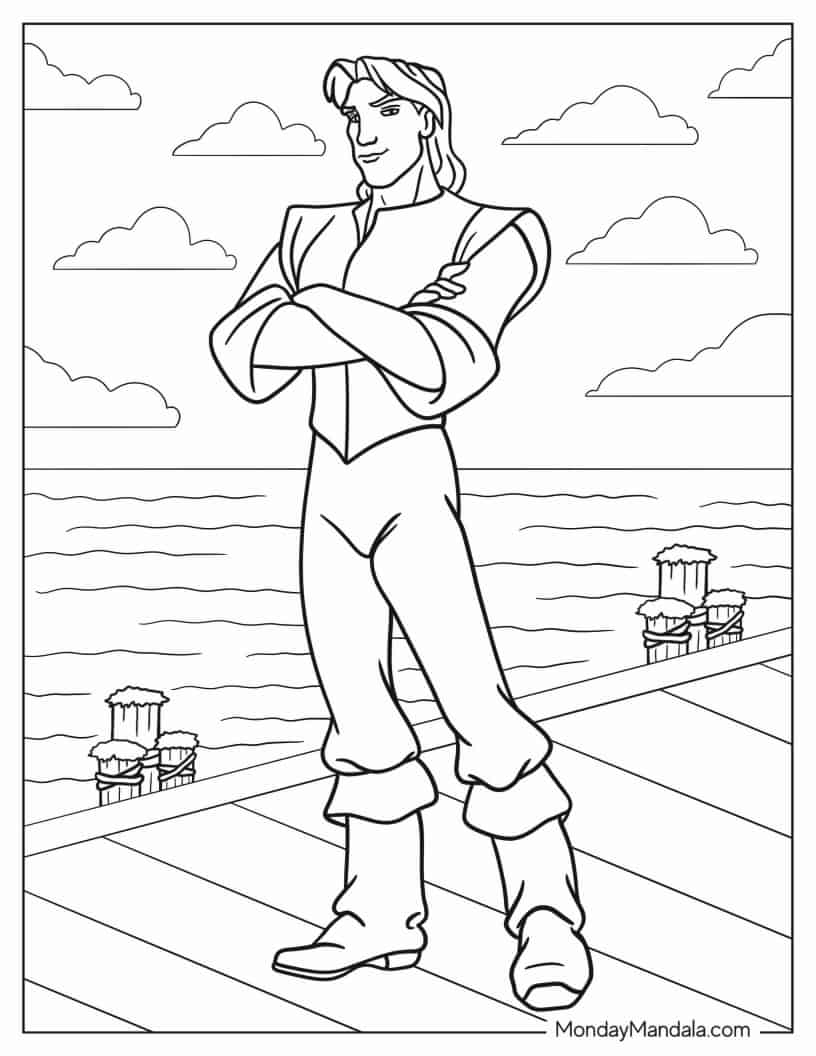 Simple Outline Of John Smith On Port coloring page