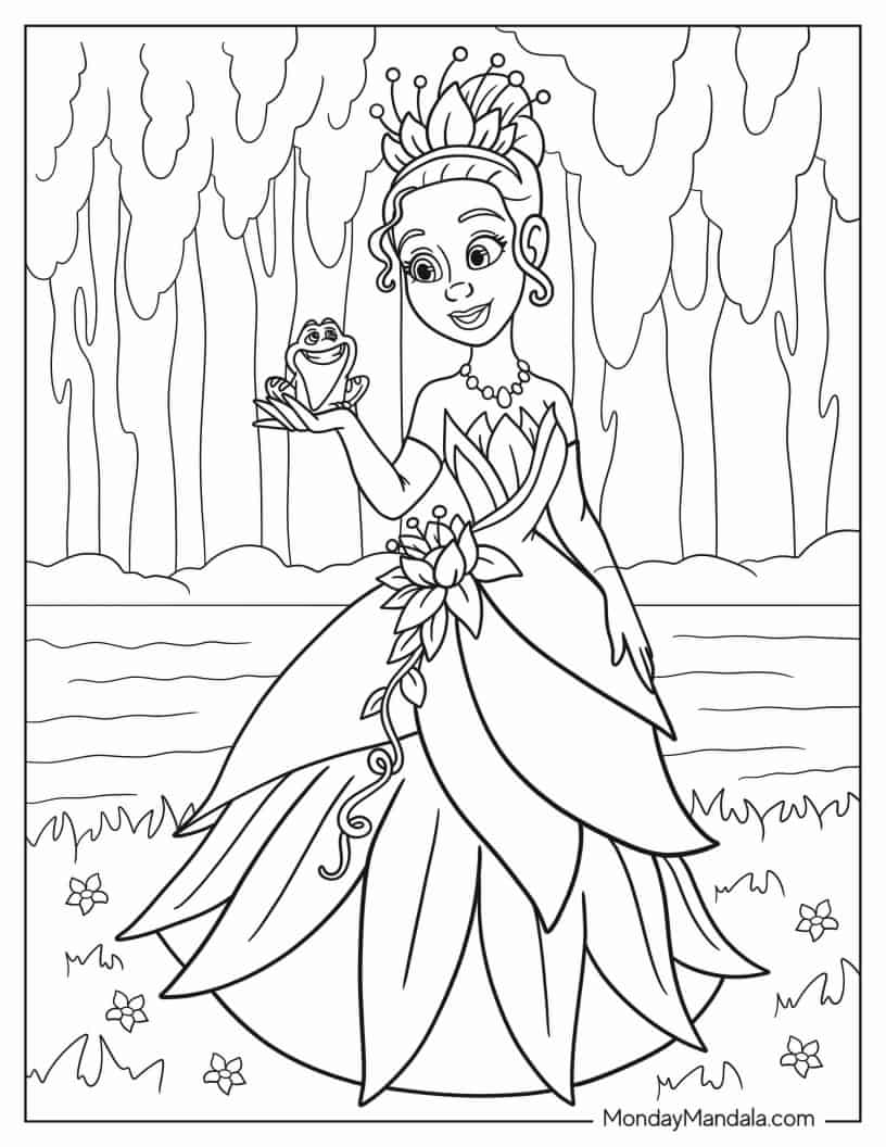 Chibi Tiana With Prince Naveen Coloring Sheet coloring page