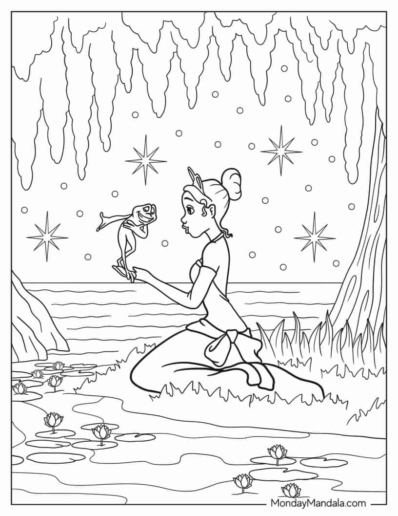 Coloring Sheet Of Princess And The Frog coloring page