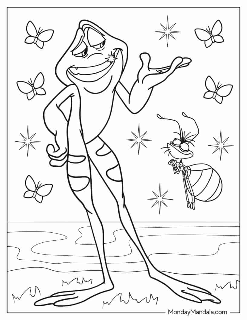 Frog Prince Naveen Talking To Ray Firefly coloring page