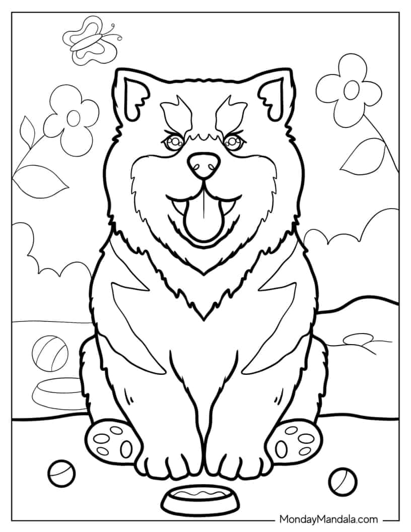 Husky Puppy With Tongue Out Coloring Page coloring page
