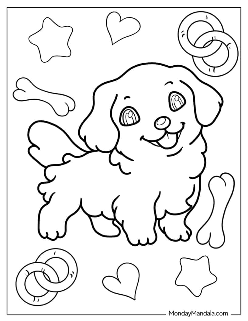 Kawaii Puppy Coloring Page For Kids coloring page