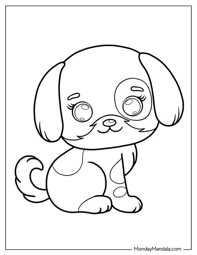 Two Tone Puppy Coloring Sheet For Preschoolers coloring page