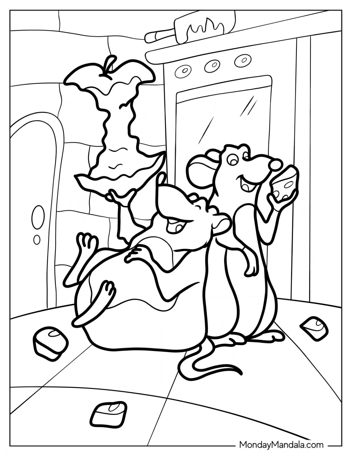 Cute Ratatouille Coloring Page Eating leftovers With Emile coloring page