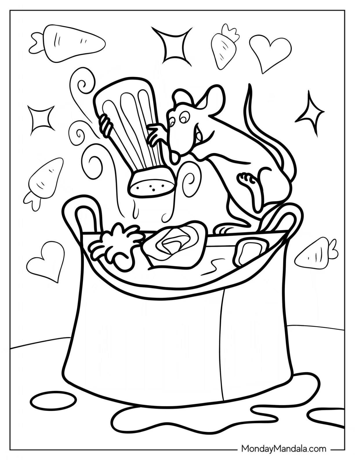 Ratatouille Coloring Page Adding Salt To A Pot For Kids coloring page