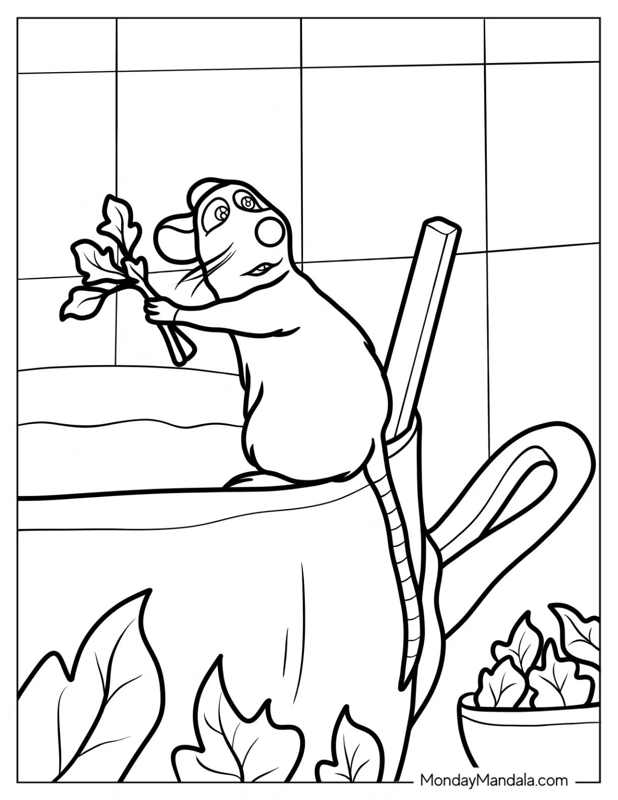 Ratatouille Coloring Page Dropping Herbs In A Pot For Kids coloring page