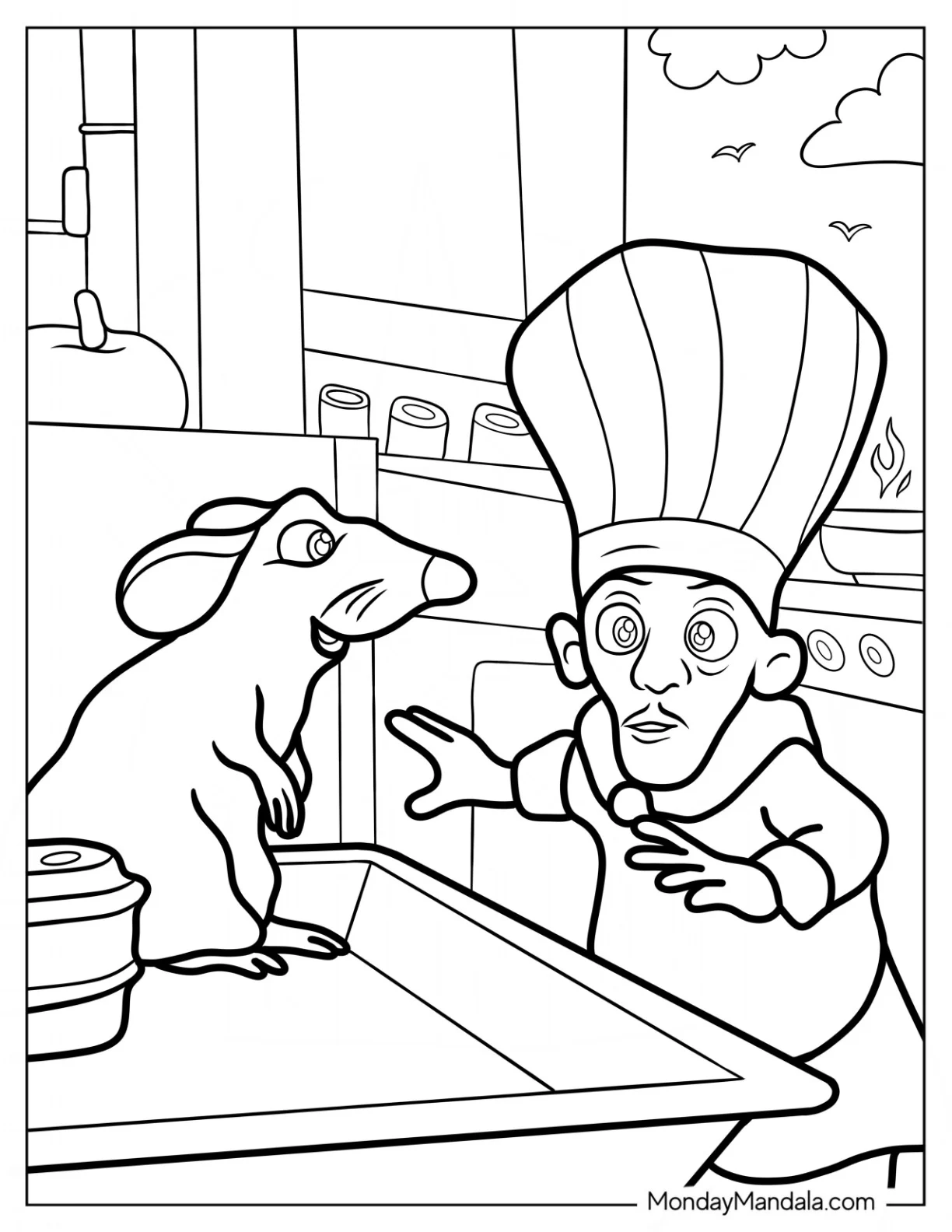Skinner Catching Ratatouille Coloring Page In the Kitchen coloring page