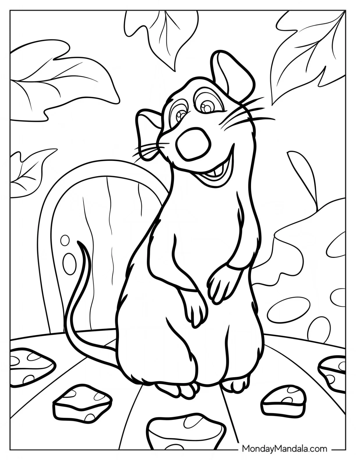 Smiling Ratatouille Coloring Page On The Dinner Table coloring page