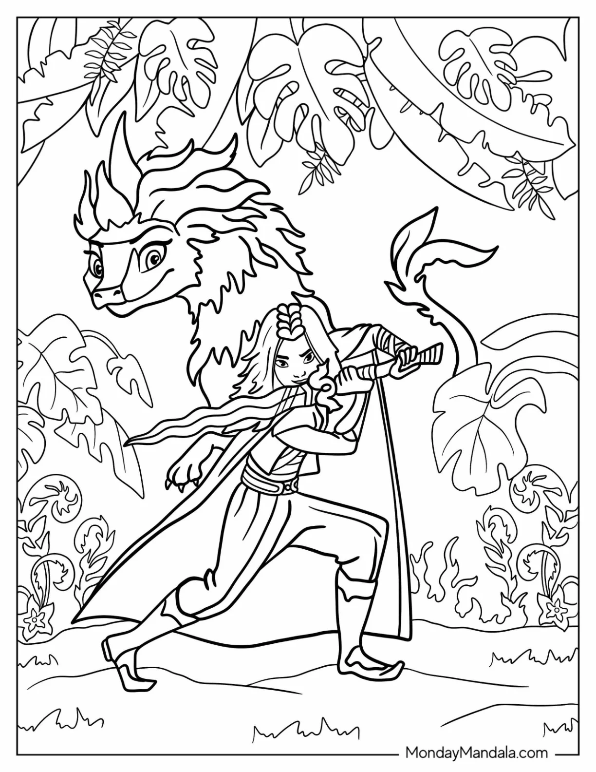 Detailed Raya And The Last Dragon Sisu Coloring Page coloring page