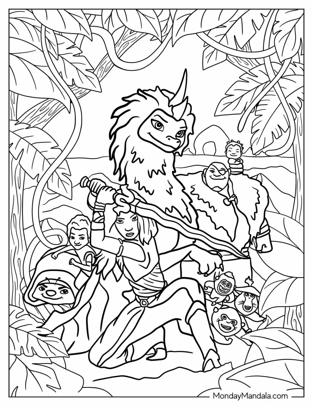 Raya And The Last Dragon Coloring Page Poster coloring page