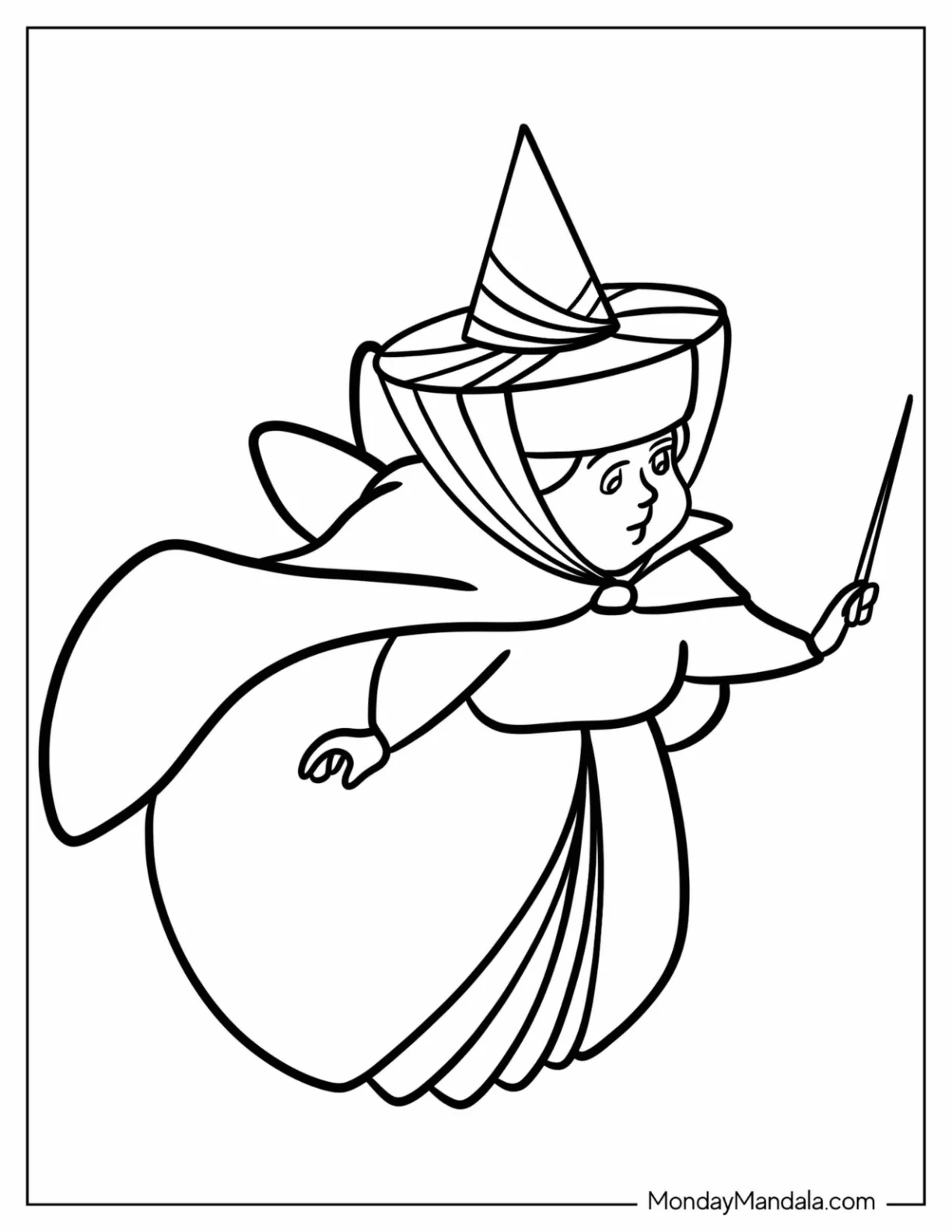 Sleeping Beauty Coloring Page Of Fairy Godmother Merryweather For Kids coloring page
