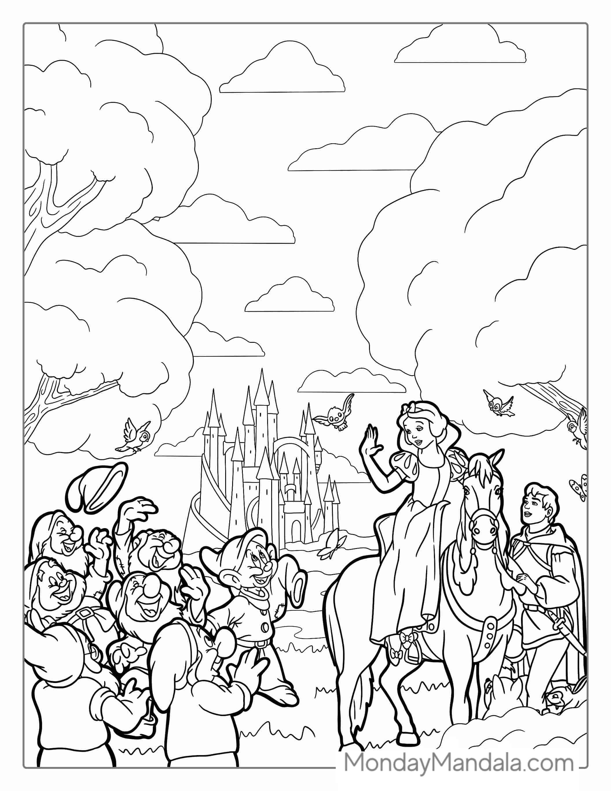 Detailed Snow White Coloring Page coloring page — printable line art