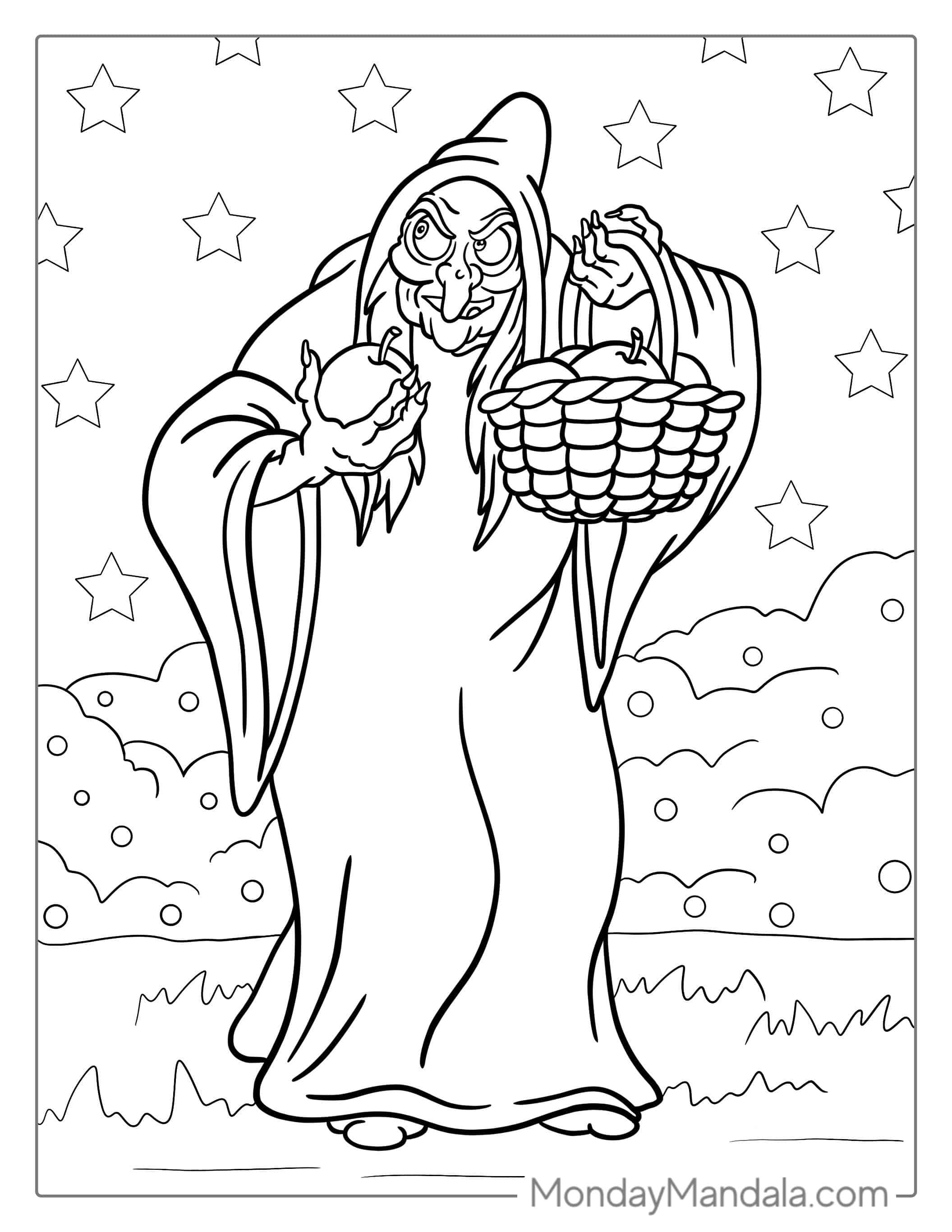 Queen Grimhilde Witch Coloring Page coloring page