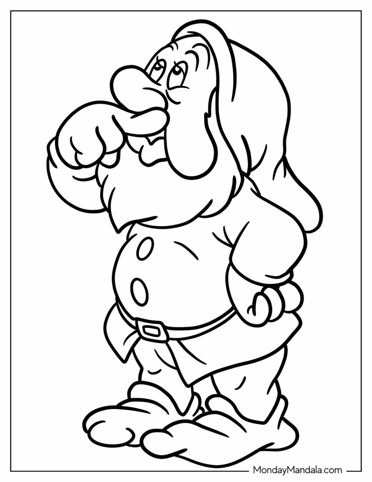 Snow White Coloring Pages Of Sneezy Dwarf For Kids coloring page