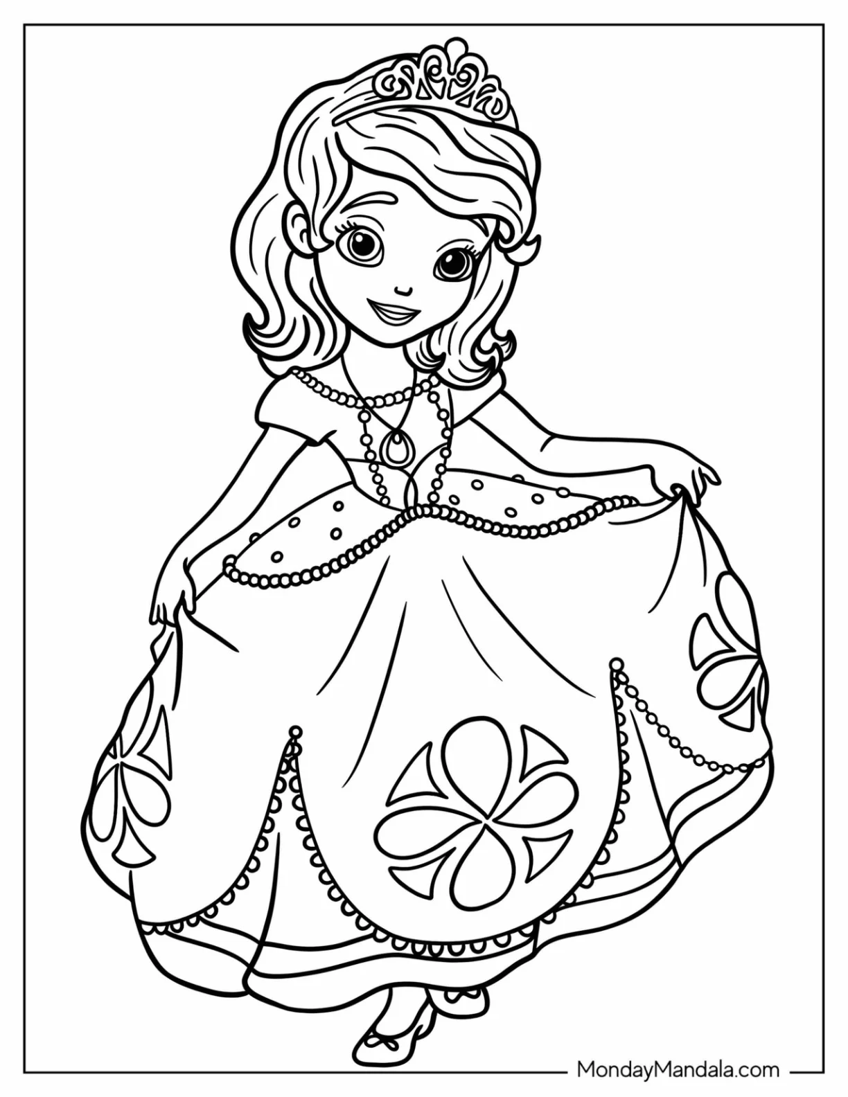 Sofia The First Coloring Page Curtsying For Kids coloring page